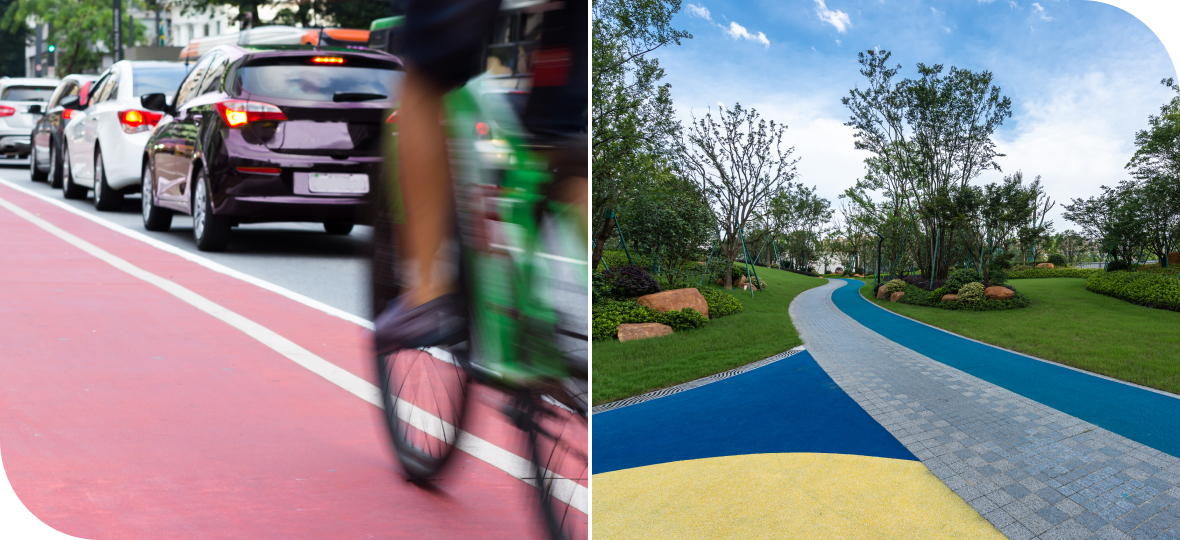 바이로드 M2000로 시공한 자전거 도로 및 놀이터 바닥 사진